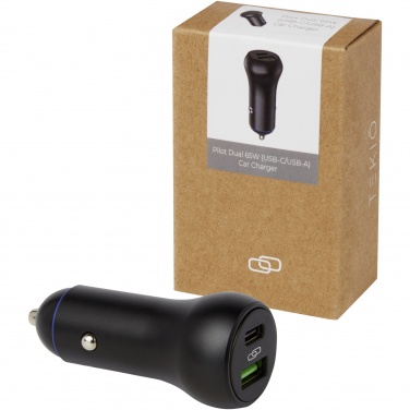 Logotrade profilreklam bild: Pilot dubbel 55 W USB-C/USB-A billaddare