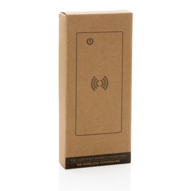 Logotrade profilreklam bild: 8.000 mAh, 5W trådlös powerbank i bambu