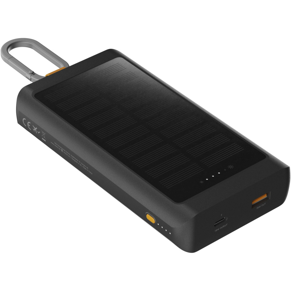 Logotrade reklamprodukter bild: Xtorm XG2S101 Go2 10 000 mAh 15 W solcellsdriven powerbank med belysning