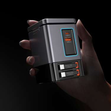 Logotrade kampanjprodukter bild: Urban Vitamin Sacramento 105WGAN laddare med utdragbara kabl