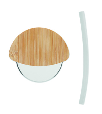 Logotrade reklamprodukter bild: Rund pizzaskärare av bambu